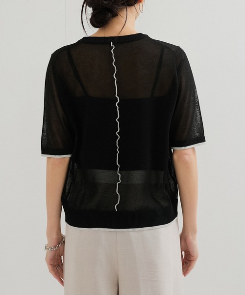 le cercle ADAM ET ROPE'(ルセルクルアダムエロペ)の「アウトリンキング半そでプルオーバー(Tシャツ/カットソー・レディース・ブラック系/ブルー系/ピンク系/ホワイト系・FREE)」の18枚目の写真