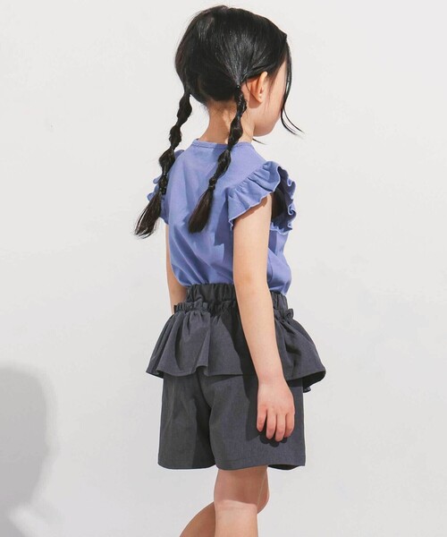 BeBe（ベベ）の「オーロラスパンコールロゴフリル袖Tシャツ(100~160cm)（Tシャツ/カットソー・キッズ・ピンク/ブルー・150cm/120cm/130cm/140cm）」の5枚目の写真