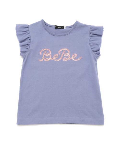 BeBe（ベベ）の「オーロラスパンコールロゴフリル袖Tシャツ(100~160cm)（Tシャツ/カットソー・キッズ・ピンク/ブルー・150cm/120cm/130cm/140cm）」の9枚目の写真
