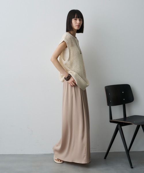 LOUREN 未使用　マットサテンナロースカート 追加】《オールシーズン対応》ウォッシャブルマットサテンナロー