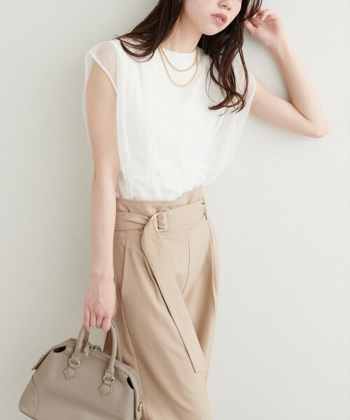 natural couture（ナチュラルクチュール）の「チュールニットレイヤードTOPS（ニット/セーター・レディース・ブラック/オフホワイト/ピンクベージュ/ブラック系その他/ライトグレー/ネイビー/ベージュ・FREE）」の13枚目の写真