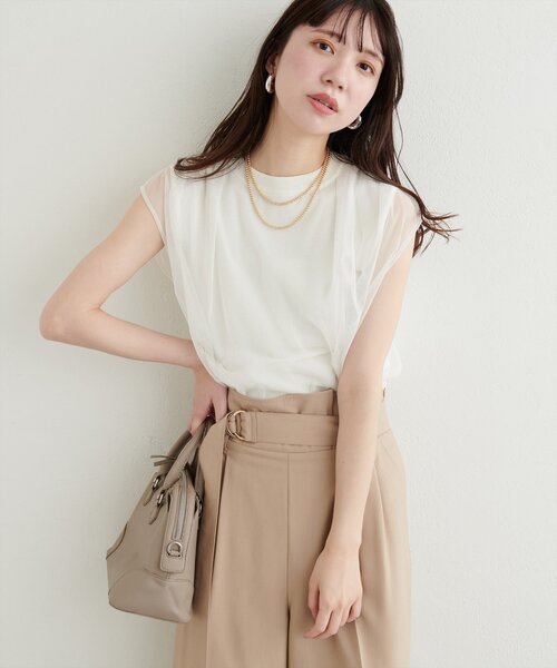 natural couture（ナチュラルクチュール）の「チュールニットレイヤードTOPS（ニット/セーター・レディース・ブラック/オフホワイト/ピンクベージュ/ブラック系その他/ライトグレー/ネイビー/ベージュ・FREE）」の15枚目の写真