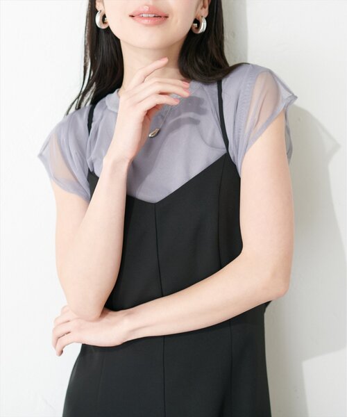 natural couture（ナチュラルクチュール）の「チュールニットレイヤードTOPS（ニット/セーター・レディース・ブラック/オフホワイト/ピンクベージュ/ブラック系その他/ライトグレー/ネイビー/ベージュ・FREE）」の17枚目の写真