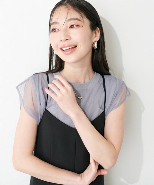 natural couture（ナチュラルクチュール）の「チュールニットレイヤードTOPS（ニット/セーター・レディース・ブラック/オフホワイト/ピンクベージュ/ブラック系その他/ライトグレー/ネイビー/ベージュ・FREE）」の18枚目の写真