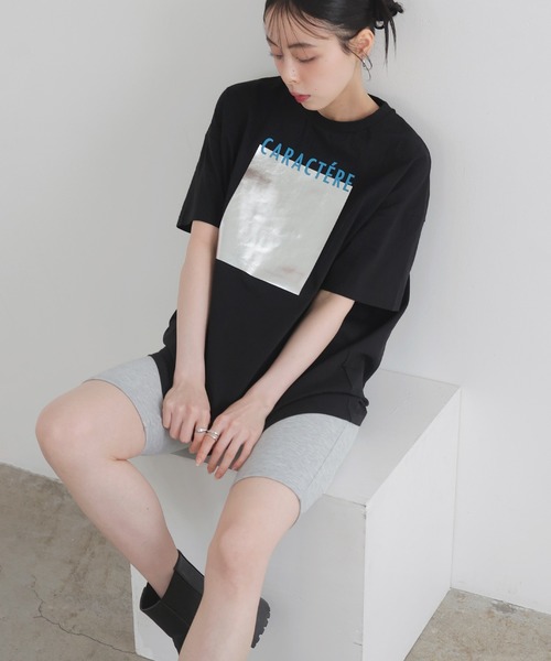 LIAN(リアン)の「メタリック箔プリントビックTシャツ(Tシャツ/カットソー・レディース・ブラック/ホワイト系1/ホワイト系2・FREE)」の7枚目の写真