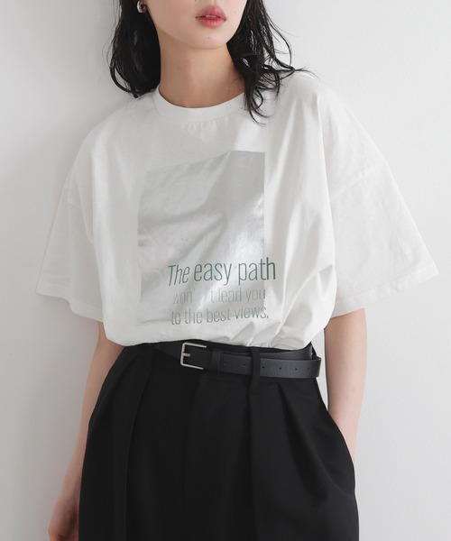 LIAN(リアン)の「メタリック箔プリントビックTシャツ(Tシャツ/カットソー・レディース・ブラック/ホワイト系1/ホワイト系2・FREE)」の13枚目の写真
