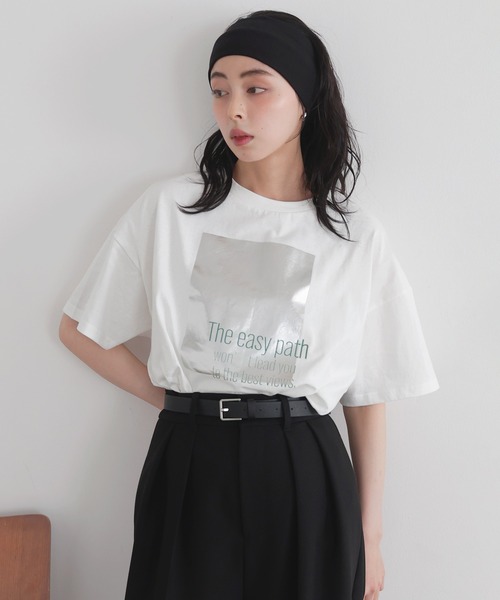 LIAN(リアン)の「メタリック箔プリントビックTシャツ(Tシャツ/カットソー・レディース・ブラック/ホワイト系1/ホワイト系2・FREE)」の15枚目の写真