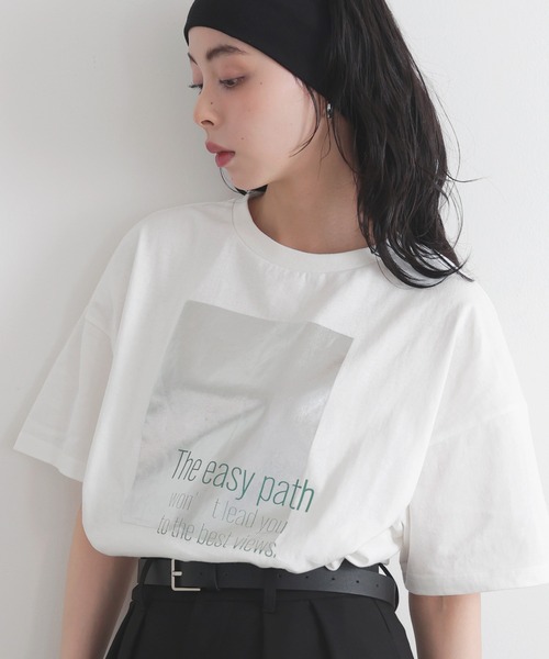 セール】メタリック箔プリントビックTシャツ（Tシャツ