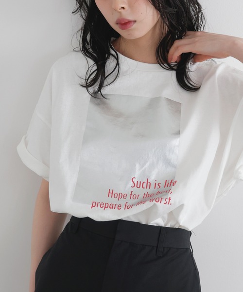 セール】メタリック箔プリントビックTシャツ（Tシャツ