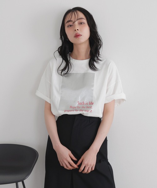 LIAN(リアン)の「メタリック箔プリントビックTシャツ(Tシャツ/カットソー・レディース・ブラック/ホワイト系1/ホワイト系2・FREE)」の22枚目の写真