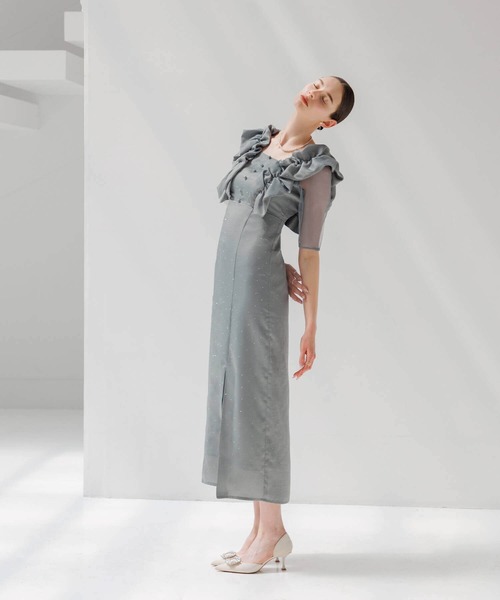 Leja(レジャ)の「【LEJA】フリルショルダーストーンIラインドレスワンピース美脚効果結婚式 パーティードレス 成人式 二次会 同窓会 お呼ばれ オケージョン 20代 30代(ドレス・レディース・ブラック/グリーン・SMALL/MEDIUM)」の19枚目の写真