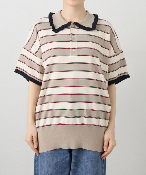RHODOLIRION /ロドリリオン】 Frill Polo Sweater