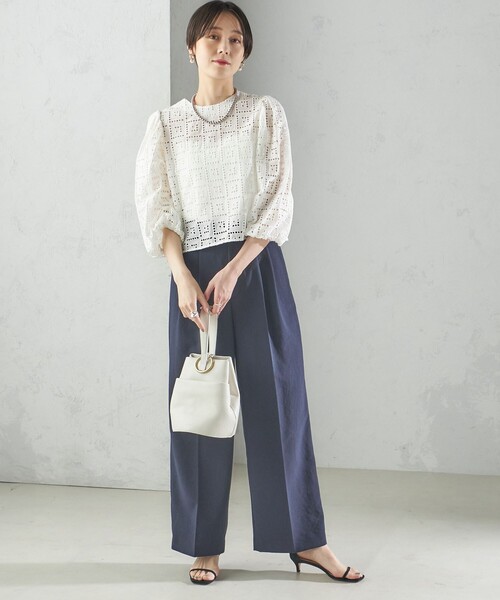 【シップス　ウィメン】〈手洗い可能〉Broche スクエア レース 2WAY ブラウス セール】〈手洗い可能〉Broche スクエア レース 2WAY ブラウス