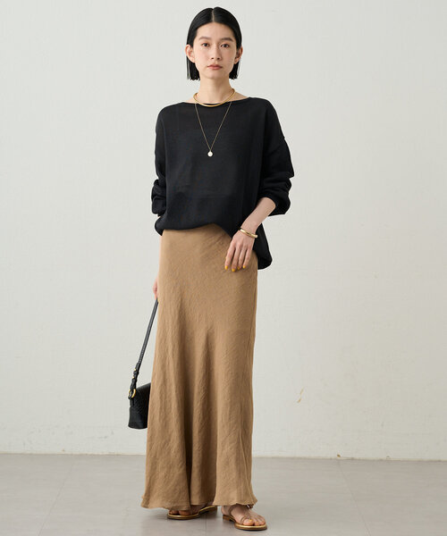 LOUNGE DRESS 和紙ニット　ブラウン LOUNGEDRESS（ラウンジドレス）の「和紙天竺ニット（ニット