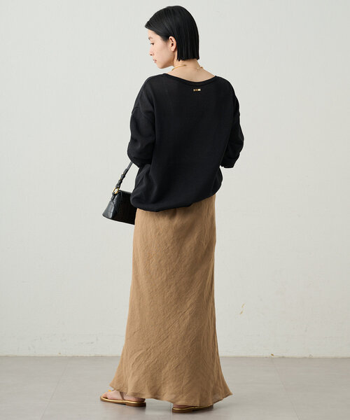 美品♡Loungedress 和紙ニット ゆったり オーバーサイズ フリーサイズ セール】和紙クルーニット（ニット/セーター）｜LOUNGEDRESS
