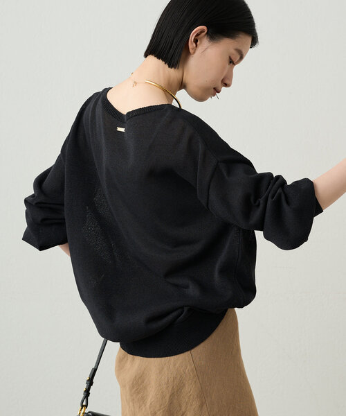 美品♡Loungedress 和紙ニット ゆったり オーバーサイズ フリーサイズ セール】和紙クルーニット(ニット/セーター)|LOUNGEDRESS