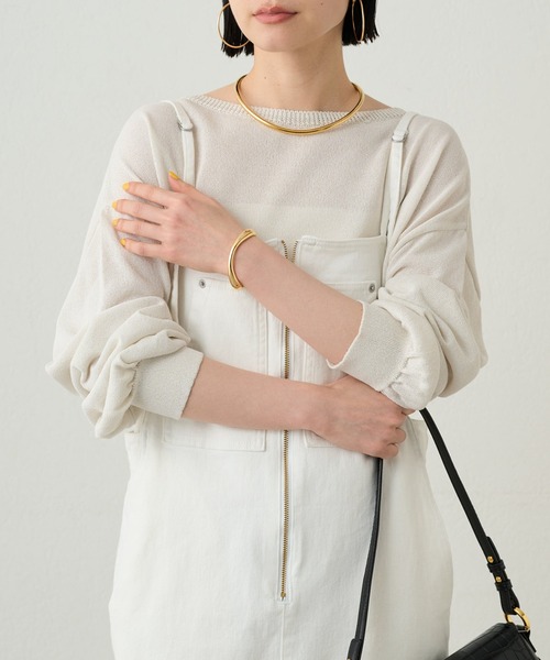 美品♡Loungedress 和紙ニット ゆったり オーバーサイズ フリーサイズ セール】スキッパー和紙ニット（ニット/セーター）｜LOUNGEDRESS