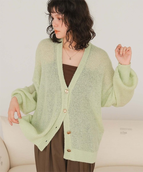 titivate(ティティベイト)の「モヘアライクシアーニットカーディガン(カーディガン/ボレロ・レディース・ピンク/ライトグリーン/アイボリー/チャコール/ベージュ・FREE)」の4枚目の写真