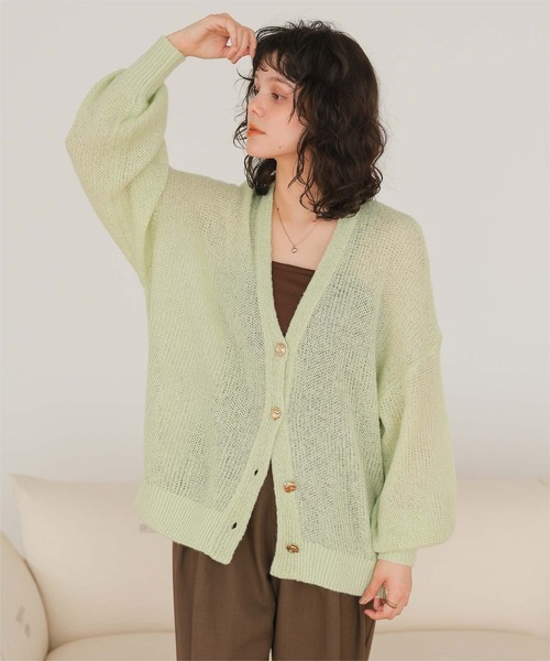 titivate(ティティベイト)の「モヘアライクシアーニットカーディガン(カーディガン/ボレロ・レディース・ピンク/ライトグリーン/アイボリー/チャコール/ベージュ・FREE)」の16枚目の写真