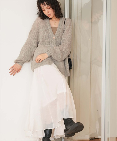 titivate(ティティベイト)の「モヘアライクシアーニットカーディガン(カーディガン/ボレロ・レディース・ピンク/ライトグリーン/アイボリー/チャコール/ベージュ・FREE)」の9枚目の写真