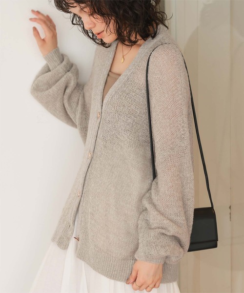 titivate(ティティベイト)の「モヘアライクシアーニットカーディガン(カーディガン/ボレロ・レディース・ピンク/ライトグリーン/アイボリー/チャコール/ベージュ・FREE)」の10枚目の写真