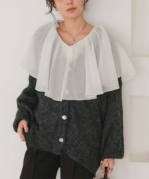 titivate(ティティベイト)の「モヘアライクシアーニットカーディガン(カーディガン/ボレロ・レディース・ピンク/ライトグリーン/アイボリー/チャコール/ベージュ・FREE)」の8枚目の写真