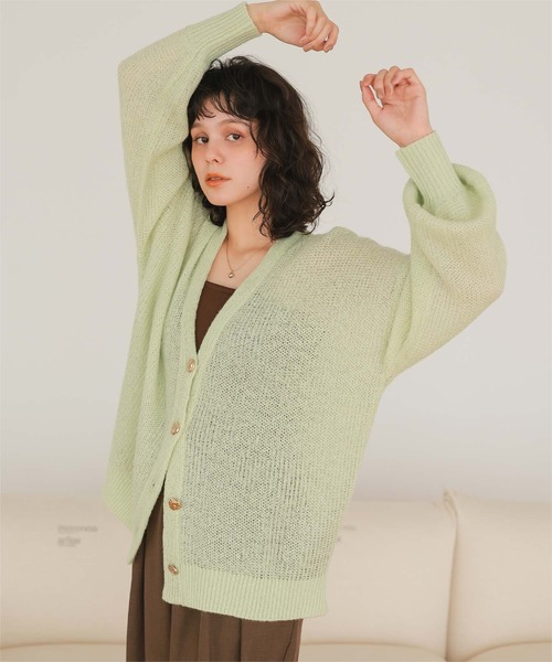 titivate(ティティベイト)の「モヘアライクシアーニットカーディガン(カーディガン/ボレロ・レディース・ピンク/ライトグリーン/アイボリー/チャコール/ベージュ・FREE)」の20枚目の写真