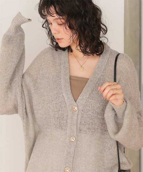 titivate(ティティベイト)の「モヘアライクシアーニットカーディガン(カーディガン/ボレロ・レディース・ピンク/ライトグリーン/アイボリー/チャコール/ベージュ・FREE)」の14枚目の写真