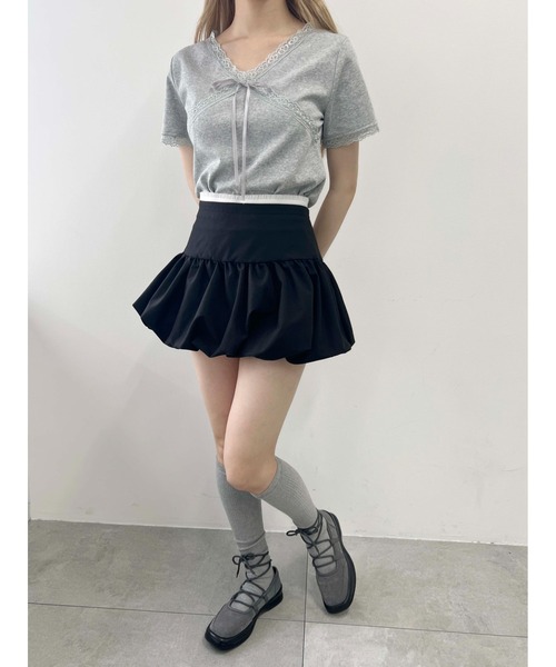 PHILLY（フィリー）の「【PHILLY】クロスリボンTシャツ（Tシャツ/カットソー・レディース・ホワイト/グレー/ブラック・FREE）」の14枚目の写真