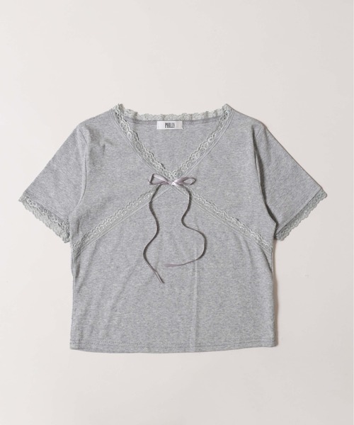 PHILLY（フィリー）の「【PHILLY】クロスリボンTシャツ（Tシャツ/カットソー・レディース・ホワイト/グレー/ブラック・FREE）」の17枚目の写真