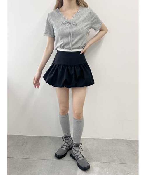 PHILLY（フィリー）の「【PHILLY】クロスリボンTシャツ（Tシャツ/カットソー・レディース・ホワイト/グレー/ブラック・FREE）」の13枚目の写真