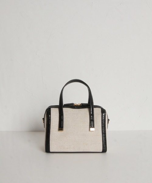 tocco closet(トッコ クローゼット)の「2WAYショルダー付き異素材バッグ(ボストンバッグ・レディース・アイボリー/ブラック・FREE)」の13枚目の写真