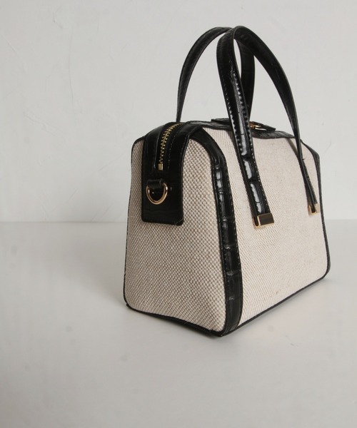 tocco closet(トッコ クローゼット)の「2WAYショルダー付き異素材バッグ(ボストンバッグ・レディース・アイボリー/ブラック・FREE)」の14枚目の写真