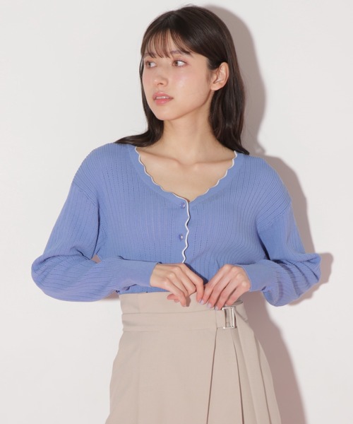 JILL by JILL STUART（ジルバイジルスチュアート）の「アイレットリブスカラップカーディガン（ニット/セーター・レディース・ブラック系その他/ブルー系その他/ホワイト系その他・FREE）」の21枚目の写真