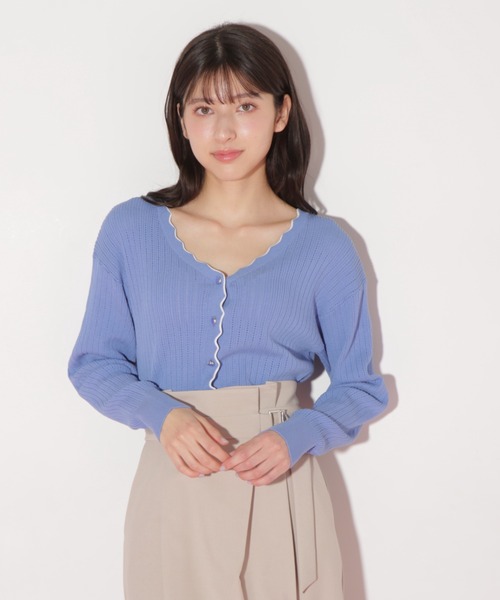 JILL by JILL STUART（ジルバイジルスチュアート）の「アイレットリブスカラップカーディガン（ニット/セーター・レディース・ブラック系その他/ブルー系その他/ホワイト系その他・FREE）」の19枚目の写真