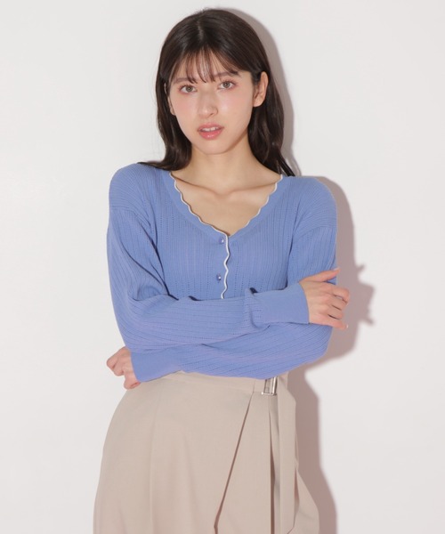 JILL by JILL STUART（ジルバイジルスチュアート）の「アイレットリブスカラップカーディガン（ニット/セーター・レディース・ブラック系その他/ブルー系その他/ホワイト系その他・FREE）」の18枚目の写真