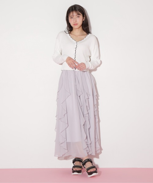 JILL by JILL STUART（ジルバイジルスチュアート）の「アイレットリブスカラップカーディガン（ニット/セーター・レディース・ブラック系その他/ブルー系その他/ホワイト系その他・FREE）」の16枚目の写真