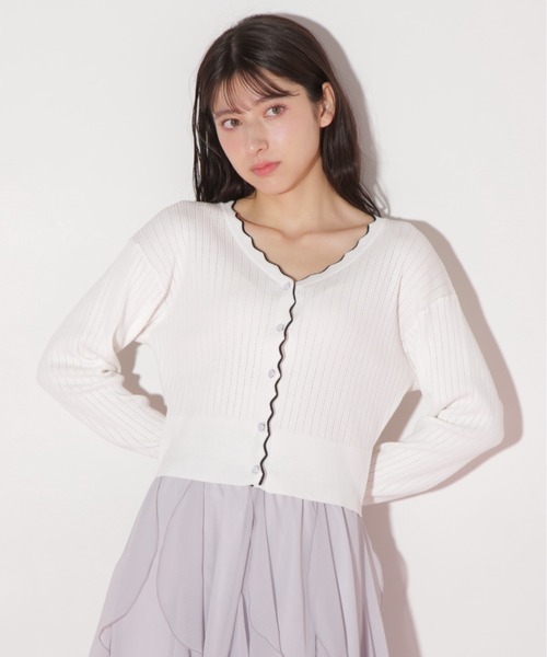 JILL by JILL STUART（ジルバイジルスチュアート）の「アイレットリブスカラップカーディガン（ニット/セーター・レディース・ブラック系その他/ブルー系その他/ホワイト系その他・FREE）」の12枚目の写真