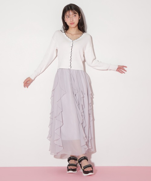JILL by JILL STUART（ジルバイジルスチュアート）の「アイレットリブスカラップカーディガン（ニット/セーター・レディース・ブラック系その他/ブルー系その他/ホワイト系その他・FREE）」の15枚目の写真