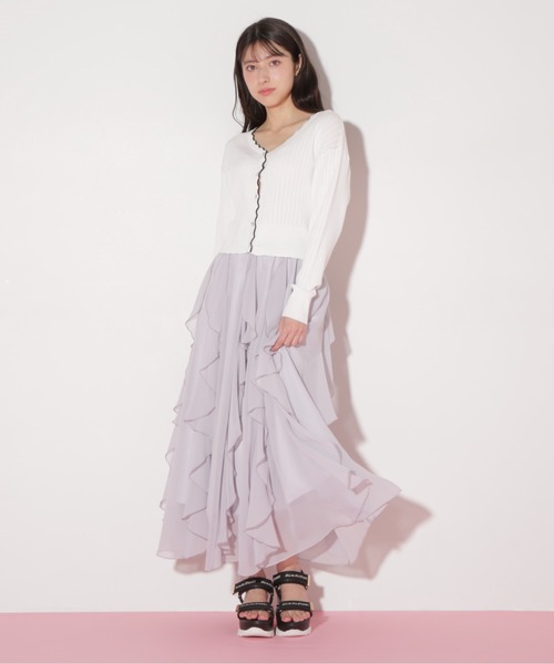 JILL by JILL STUART（ジルバイジルスチュアート）の「アイレットリブスカラップカーディガン（ニット/セーター・レディース・ブラック系その他/ブルー系その他/ホワイト系その他・FREE）」の17枚目の写真