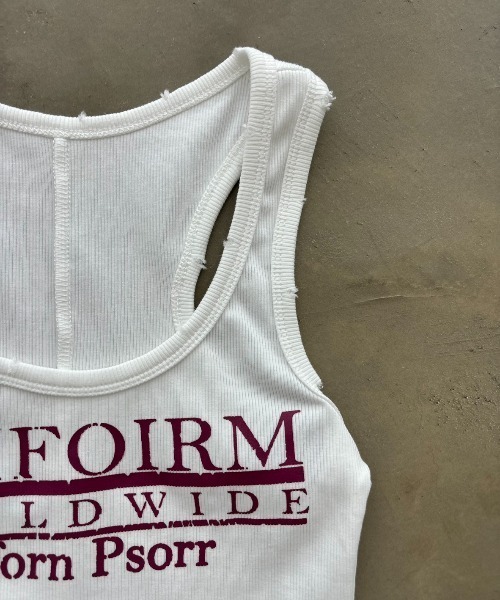 SHAGGIE(シャギー)の「ダメージ加工入りタンクトップ(タンクトップ・レディース・チャコールグレー/ホワイト/グリーン/ピンク・FREE)」の9枚目の写真