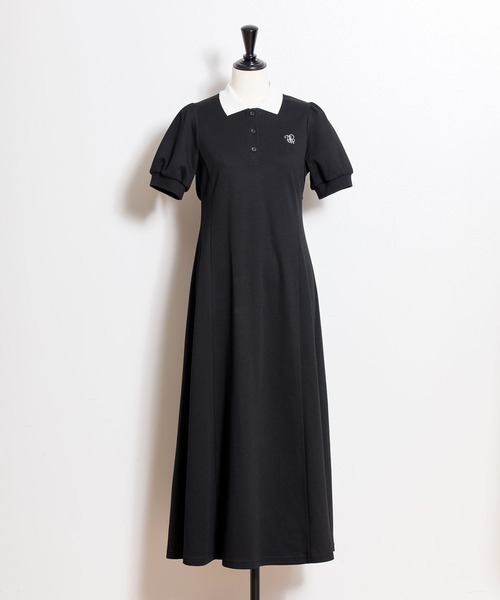 完売❤️黒archivio ポロスタイルワンピース セール】【WEB限定】ロゴ刺繍ポロワンピ（ワンピース）｜Noela