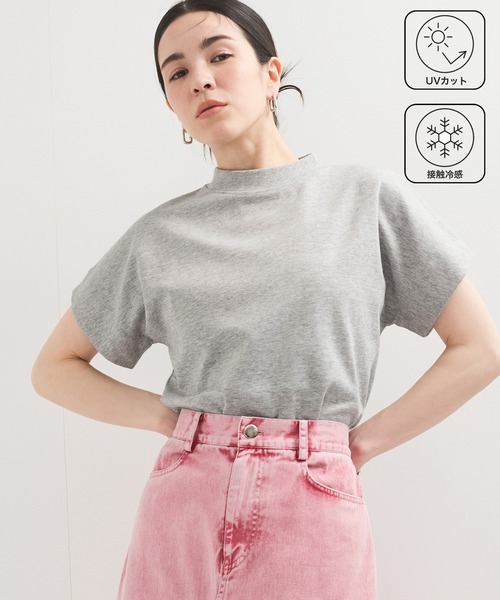le cercle ADAM ET ROPE'(ルセルクルアダムエロペ)の「新色追加【UVケア/接触冷感】ボトルネックTシャツ(Tシャツ/カットソー・レディース・ブラック/ホワイト/ライトグレー/レッド系その他/ブルー/ブラウン系その他2・FREE)」の4枚目の写真
