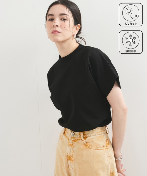 le cercle ADAM ET ROPE'(ルセルクルアダムエロペ)の「新色追加【UVケア/接触冷感】ボトルネックTシャツ(Tシャツ/カットソー・レディース・ブラック/ホワイト/ライトグレー/レッド系その他/ブルー/ブラウン系その他2・FREE)」の3枚目の写真