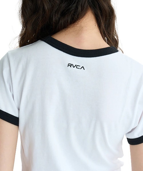 RVCA(ルーカ)の「RVCA レディース PALM TREE BABY RINGER ST Tシャツ 【2025年夏モデル】/ルーカ半袖ショート丈(短丈)パイピングリンガーTシャツ(Tシャツ/カットソー・レディース・グリーン系その他/ホワイト/ブラック・SMALL/LARGE/MEDIUM)」の6枚目の写真