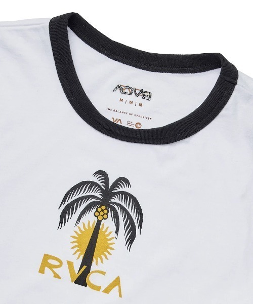 RVCA(ルーカ)の「RVCA レディース PALM TREE BABY RINGER ST Tシャツ 【2025年夏モデル】/ルーカ半袖ショート丈(短丈)パイピングリンガーTシャツ(Tシャツ/カットソー・レディース・グリーン系その他/ホワイト/ブラック・SMALL/LARGE/MEDIUM)」の7枚目の写真
