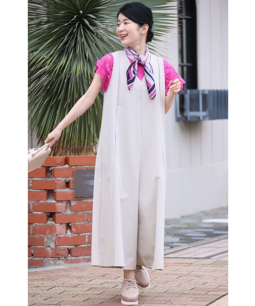 cawaii（カワイイ）の「「いつもオシャレね」と 褒められるワイドサロペ（サロペット/オーバーオール・レディース・ベージュ・S-Short/S-Long/L-Short/L-Long）」の13枚目の写真