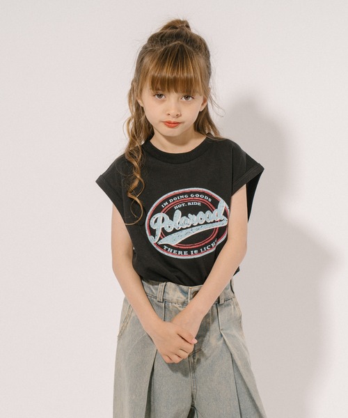 URBAN CHERRY（アーバンチェリー）の「【POLAROAD/ポーラロード】カレッジロゴプリントフレンチスリーブビッグTシャツ（Tシャツ/カットソー・キッズ・グリーン/ブラック/ブルー・160cm/140cm/130cm/150cm/120cm）」の4枚目の写真