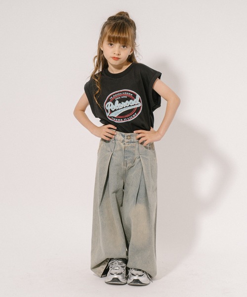 URBAN CHERRY（アーバンチェリー）の「【POLAROAD/ポーラロード】カレッジロゴプリントフレンチスリーブビッグTシャツ（Tシャツ/カットソー・キッズ・グリーン/ブラック/ブルー・160cm/140cm/130cm/150cm/120cm）」の5枚目の写真