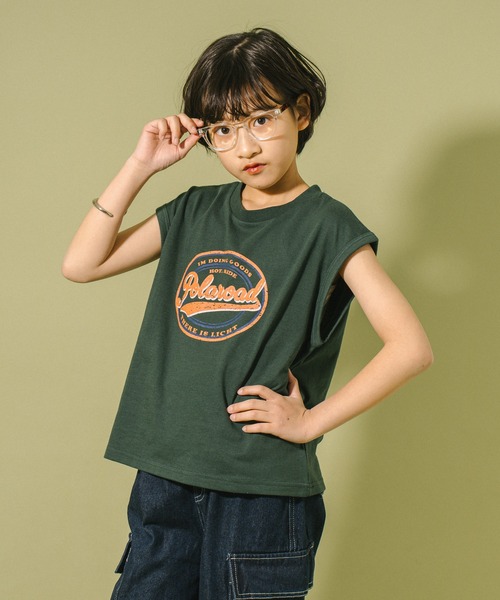 URBAN CHERRY（アーバンチェリー）の「【POLAROAD/ポーラロード】カレッジロゴプリントフレンチスリーブビッグTシャツ（Tシャツ/カットソー・キッズ・グリーン/ブラック/ブルー・160cm/140cm/130cm/150cm/120cm）」の13枚目の写真